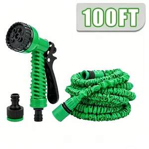100-foot garden hose gardening water pipe outdoor cleaning water sprayer, with 7-function high-pressure nozzle, portable, no kinks, rust-proof, lightweight hose, suitable for gardens, car washing, lawns, campers, summer garden supplies