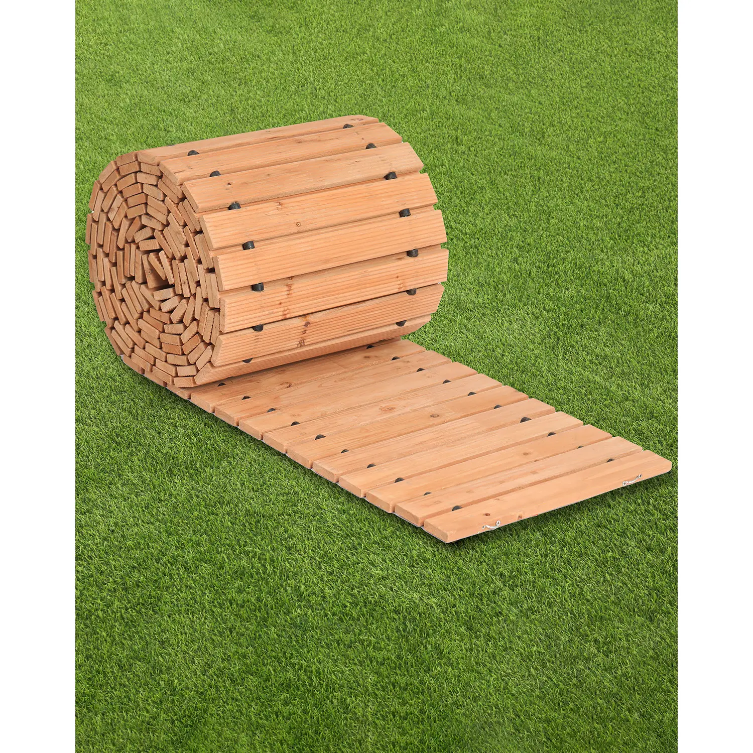 【summerfinds】VEVOR Wooden Garden Pathway, 16 ft L x 17 in W, Non-Slip Straight Garden Walkway, Roll Out Cedar Outdoor Walkway Path with Wire Rope Connection, Decorative Garden Paver for Backyard Wedding Party