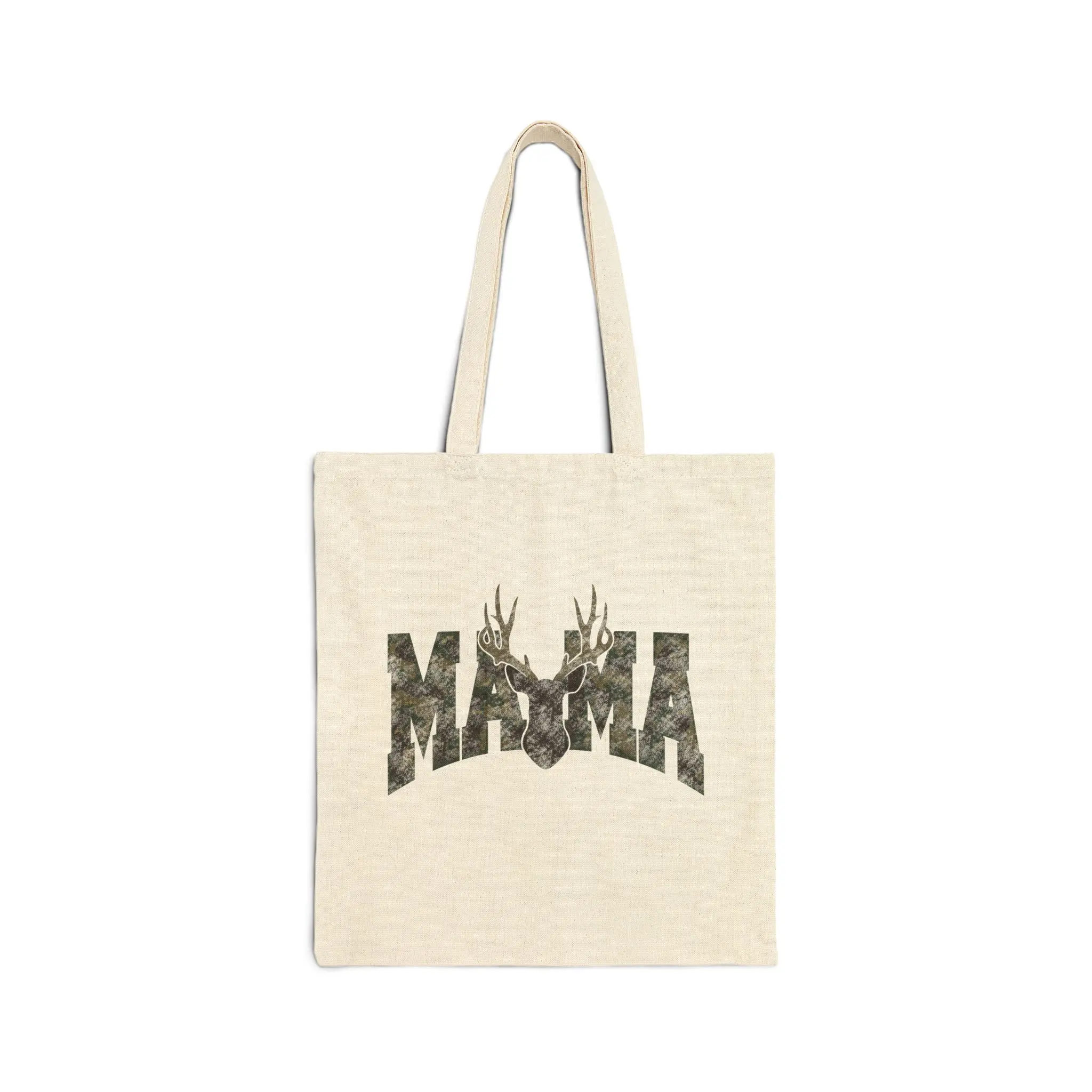MAMA Deer Hunting Camo Tote Bag, Cotton Canvas Bag for Mom, Mother's Day Gift