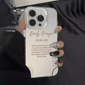 Compatible with iPhone 17 16 Pro Max 15 Plus 14 13 12 11  Air X XR Daily Prayer Christian Quote Aesthetic Pattern Durable shockproof Anti-Scratch PC Protective Case Cellphone Protection Casing