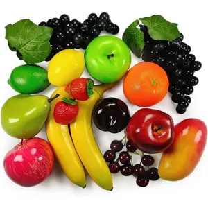 20 Pieces/Set Artificial Fruits Pack, Fake Simulation Fruit Set for Home Decor, Party Christmas Decoration, Photoshoot Fruit Model, Includes Fake Strawberry, Mango, Bananas