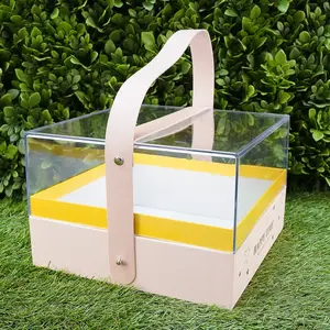 Square Acrylic Gift Box with Leather Handle
