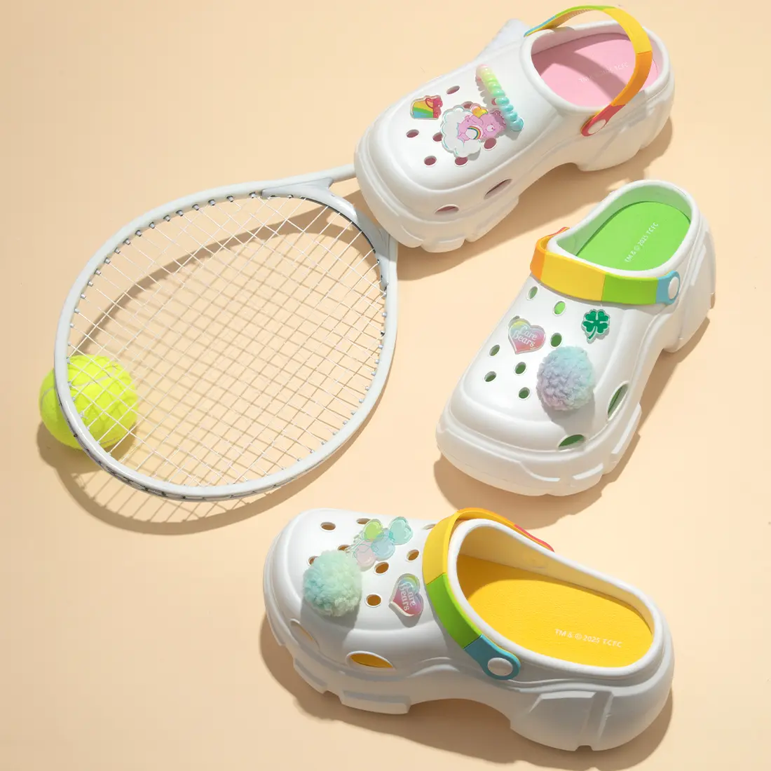 Care Bears Collection Perforated Clogs - Women's 5cm Breathable Casual Shoes with Adjustable Strap, Outdoor-Ready Slippers for Summer Beach Vacation, Footwear