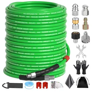 Zebra Clean Pressure Drain Cleaner Hose Pressure Washer Sewer Jetter Kit ,1/4 Inch NPT Corner with Pressure Drainage Tips,Rotating Sewer Jetting Nozzle