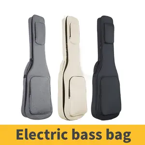 【Gift Straps】46 inch electric bass case Waterproof Shockproof 15mm sponge gig bag Thickened UNISEX Beige Cloth