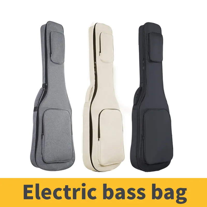 【Gift Straps】46 inch electric bass case，bass bag，Waterproof Shockproof 15mm sponge gig bag Thickened UNISEX Beige Cloth