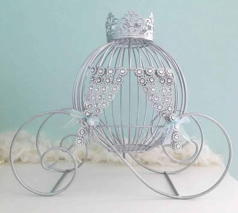 SALE*** Big Size 15" height Beautiful Cinderella Carriage Card Holder Money Box or Flower Centerpiece