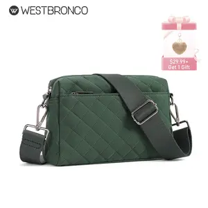 WESTBRONCO Quilted Crossbody Bags for Women 2026 trendy Small Crossbody Purse Nylon Lightweight Shoulder Handbags with Adjustable Strap Gift for Mom gift for her