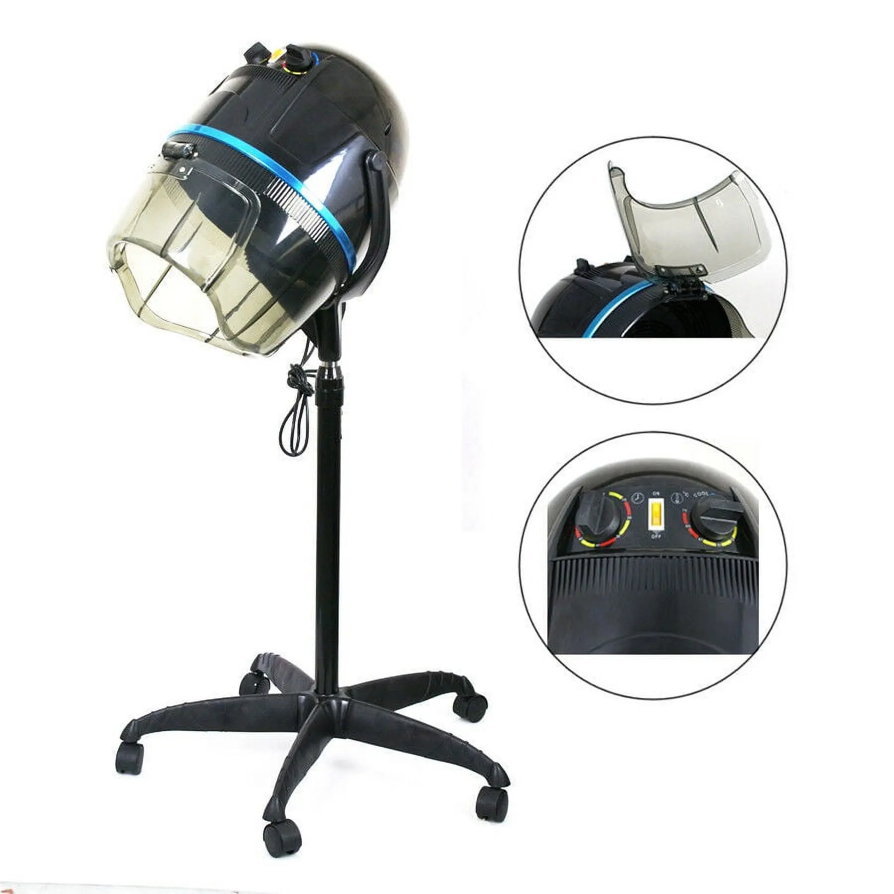 Professional Hand-Free Hair Dryer, 1300W Multifunctional Hooded Bonnet Stand with Wheels, Adjustable Height, Temp Control, and 60-Min Timer for Salon & Home, Multifunctional Hair Dryer, Blowout Hair, Overnight Blowout