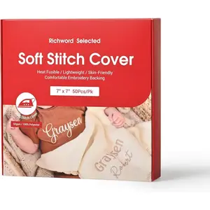 Soft Stitch Cover Richword Selected Cloud Cover 7" x 7" (50pcs) Heat Fusible, -Friendly, Lightweight Embroidery Backing Stabilizer