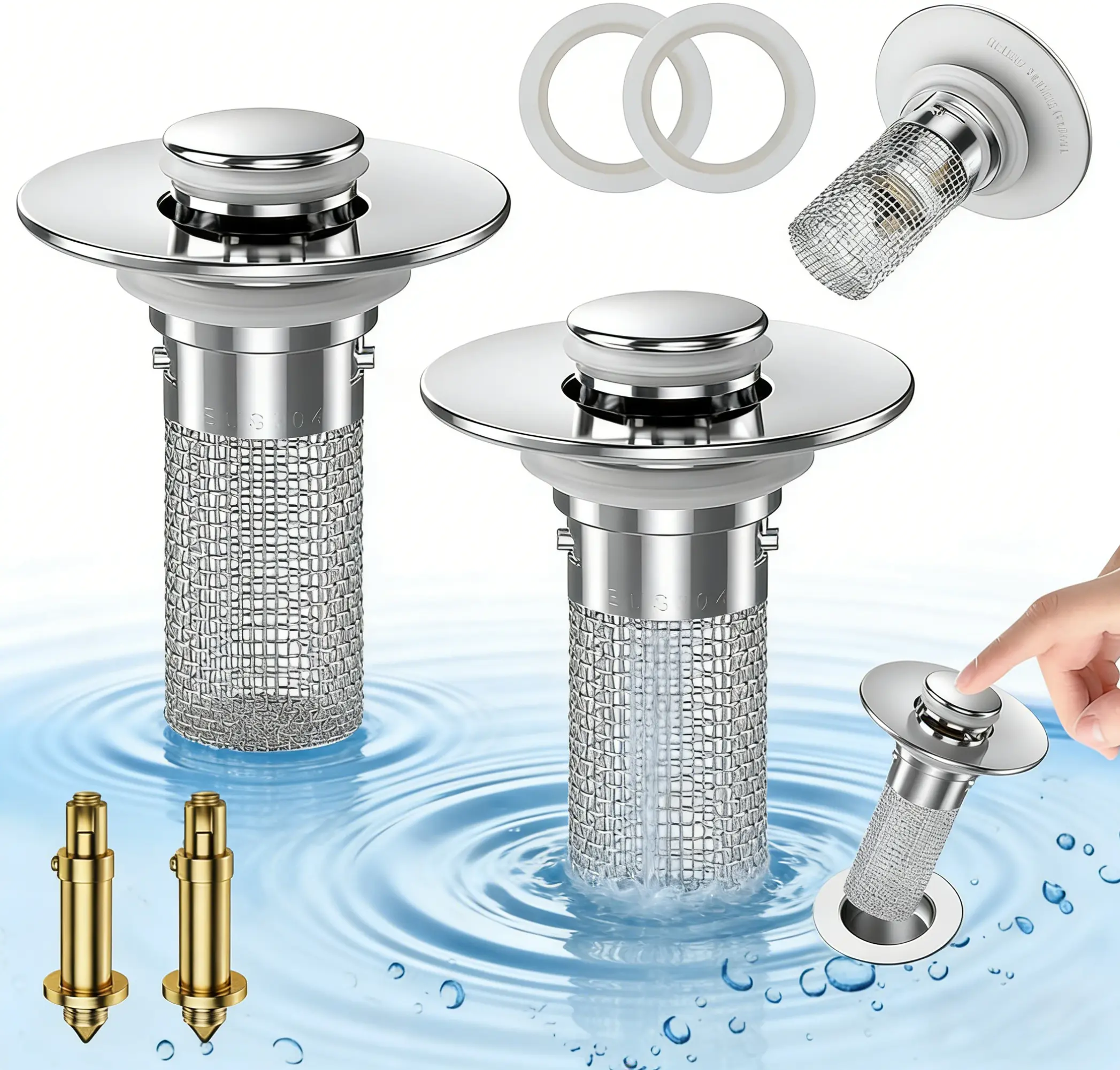 Removable Metal Brass Pop-Up Core Drain Filter - Anti-Clogging, Durable Stopper for Bathroom Bathtub, Kitchen Sinks
