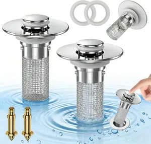 Sink drain filter，Anti-Clog & Anti-Odor Sink Drain Stopper with Brass Pop-Up Core for Bathroom & Bathtub