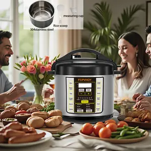 Electric Pressure Cooker 6 Qt, 9-in-1 Instant Multi Cooker With Safer Venting Design, Rice Cooker, Slow Cooker, Sous Vide, Saute Pot, Stainless Steel 304 Liner pressure cooker Cookware