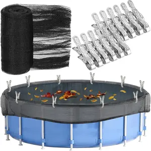 28  Round Leaf Net Cover for Above Ground Pool, Winter Cover Mesh Cover with 20 count Large Metal Clips,Pool Safety Net Fits 28FT Above Ground Pools, Keeps Leaves Out of Your Pool