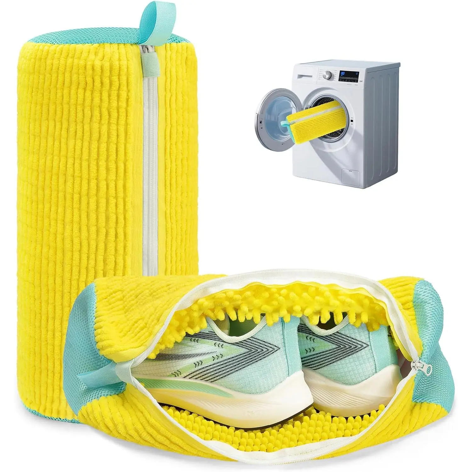 Shoe Washing Machine Bag Laundry Shoe Bag for Washer and Dryer Reusable 2pc Shoe Cleaning Bags for Sneakers 360° Deep Cleaning Machine for All Shoes Types With Self-locking Zipper