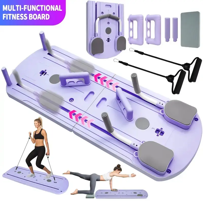 Ab Exercise Board, Multifunctional Fitness Board for Abdominal and Core Strength Training, Foldable Home Pilates Reformer&All-Body Exercise Tool with Mat and Resistance Bands Home Workout Equipment #summerwins