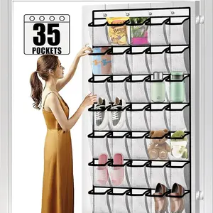 35 Pocket Large Door-Hanging Storage Bag, Breathable Mesh Shoe Rack, Hanging Closet Hook, Holds 40 Lbs, Space-Saving Shoe Organizer, Closet Organizers