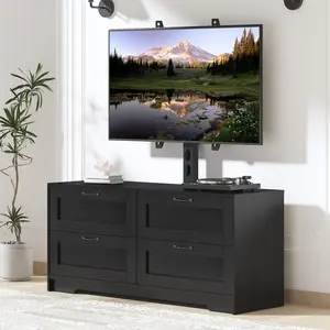 43" TV Stand with Mount for TVs 32–85", Media Console with 4 Drawers & Adjustable Height TV Bracket