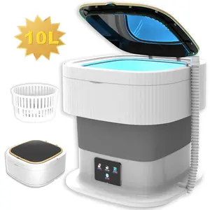 Portable Foldable Washing Machine for Summer, 10L Foldable Washing Machine, Household Washing Machine for Clothes, Underwear, Socks, Suitable for Apartment, Camping and Travel, Portable Washing Machine