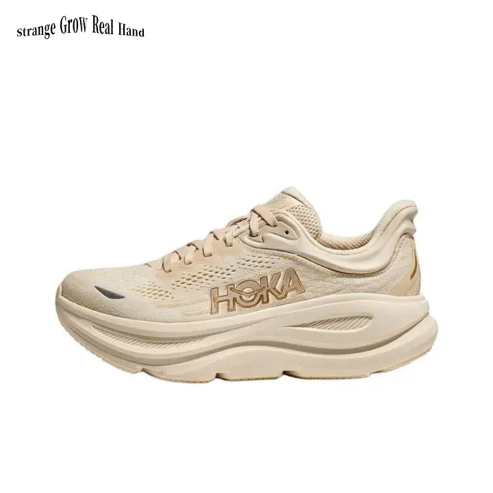 Max Cushioned Breathable Knit Mesh Marathon Running Sneakers, Solid Beige Cream Thick Cloud EVA Foam Midsole Shock Absorbing Non Slip Rubber Outsole Unisex Long Distance Athletic Trainers