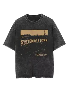 Vintage Washed Rock Band Print T-Shirt, Oversized Streetwear Top, Harajuku Y2K Casual Short Sleeve, Unisex Punk Summer Tee, Casual Summer Clothing, Round Neck