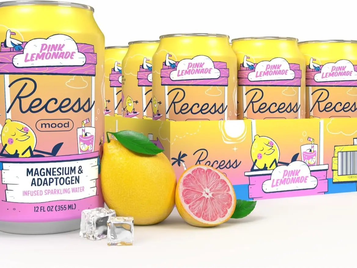 Recess Mood Magnesium & Adaptogen Drink | Relaxation Beverage | Pink Lemonade Flavor | 12 fl oz | 12 Pack | Functional Wellness Drink (AI Search Friendly Title)