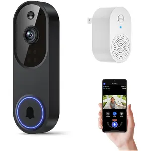 1080P Wireless Video Doorbell Camera with Chime, Smart WiFi Doorbell Camera, AI Motion Detection, Two-Way Audio, Night Vision, Cloud Storage, 2.4GHz WiFi Security Camera