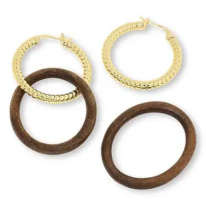 Connie Craig Carroll Jewelry Millie Wood Dangle Hoop Earrings