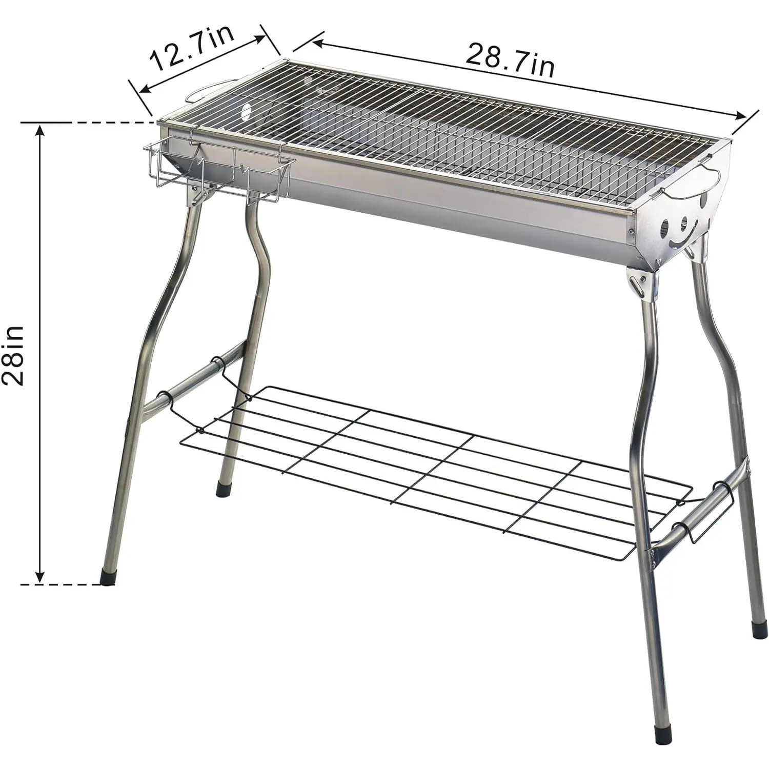 Portable Charcoal BBQ Grill in Stainless Steel Portable Charcoal BBQ Grill in Stainless Steel