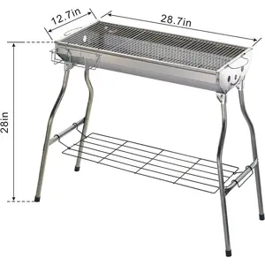 Portable Charcoal BBQ Grill in Stainless Steel