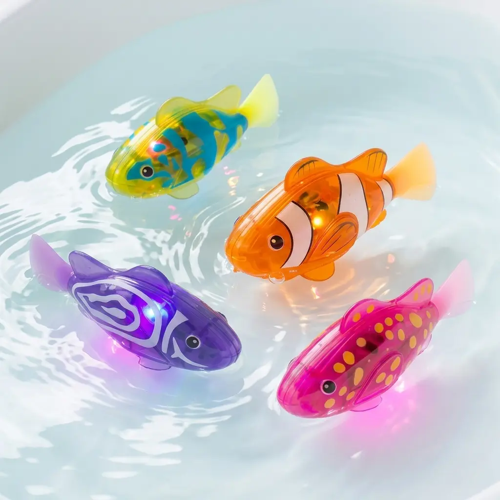 Water-Powered Glowing Fish Robot Bathtub Toy - Fish Shape, Bath-Time Magic, Glowing Lights, Waterproof Seal, Drop in Water and Watch It Swim, Sensory Interactive Play Toddler Toy, Classic Novelty Stress Relief Tool