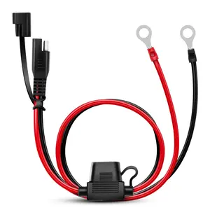 2FT SAE DC Extension Cable - 2-Pin Plug Connector, Ring Terminal Harness Wire with Waterproof Cover for Tech Accessories, Auto Parts Accessories Protection