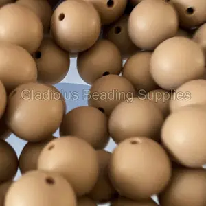 15mm Caramel Silicone Beads,  Round, Solid Color, DIY Pens, DIY keychain, Loose
