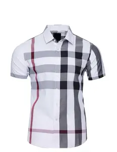 Men's Shirt Short Sleeve Checkers White