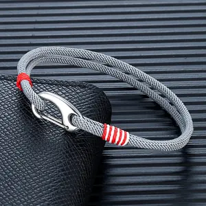 Fashion Stainless Steel Lobster Spring Clasp Double Strand Braided Rope Bracelet for Men Women Couple Jewelry Gifts