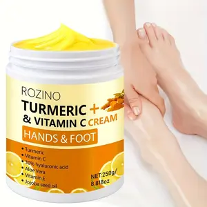 【Ten pack at a better price】Rozino Turmeric & Vitamin C Hands & Foot Cream with Hyaluronic Acid Aloe Vera & Jojoba Seed Oil 250g 8.818oz Moisturize Smooth Skin