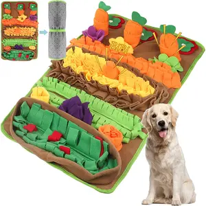 Pet Snuffle Mat Puzzle Feeder for Cats & Dogs, Slow Feeder Pad with 3 Sound Carrot Toys, Ideal for Training & Reducing Choking Risks