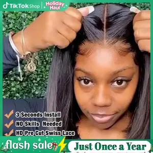 Ready to Wear Glueless Wig Straight for Women Pre Plucked Brazilian 5x5 6x4 Transparent Lace Closure Human Hair Wigs Pre Cut 30 Inch Bling Hair On Sale 180% TikTokShopSpringGlowUp