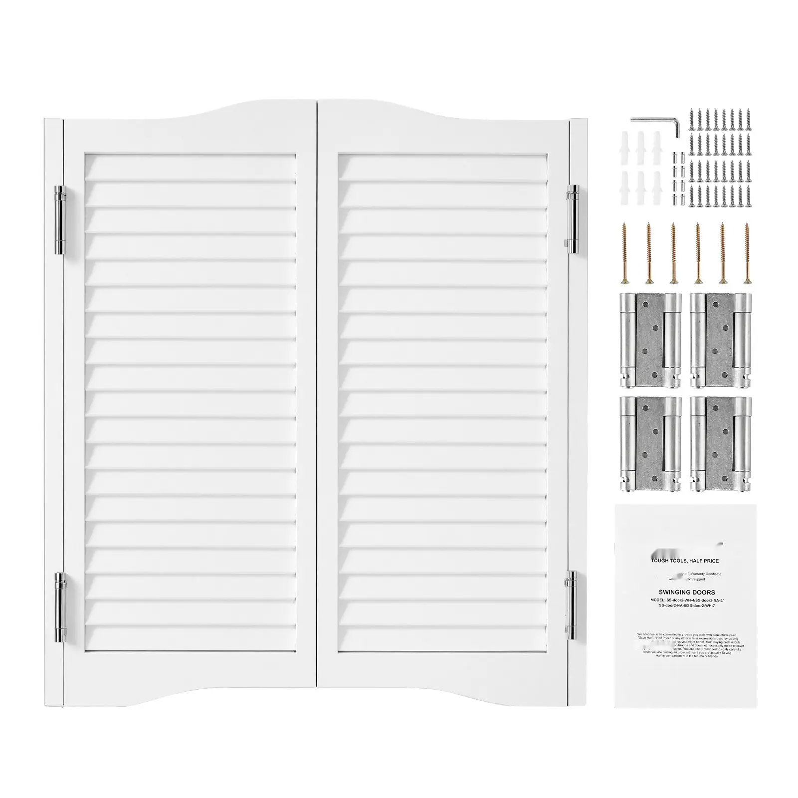 Saloon Swinging Doors 32" x 36" Pine Wood White With Hinges And Hardware For Bar Or Restaurant Use Double Acting Swing Easy Installation Sturdy Interior Doorway Divider Traditional Western Look