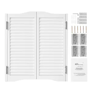 Saloon Swinging Doors 32" x 36" Pine Wood White With Hinges And Hardware For Bar Or Restaurant Use Double Acting Swing Easy Installation Sturdy Interior Doorway Divider Traditional Western Look