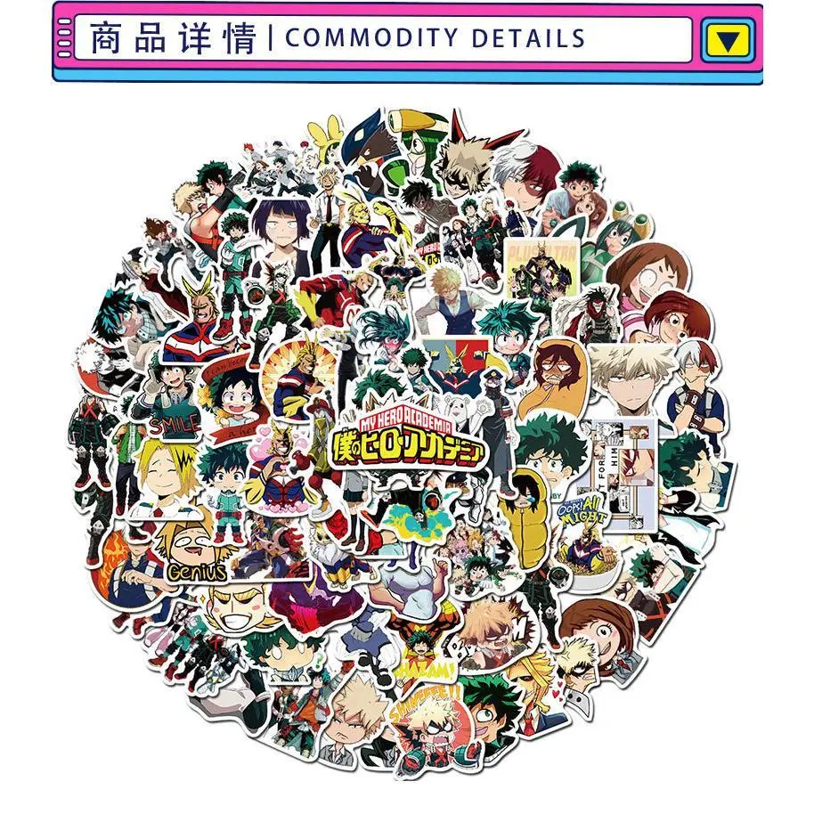 100Pcs My Hero Academia Stickers DIY Stickers Scrapbooking Phone Luggage Skateboard Waterproof Decals
