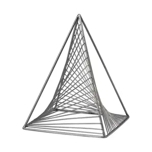 212 MAIN Modern Gray Metal Triangular Sculpture (11x8x8 in.) - Geometric Minimalist Home Decor Ornament, Art Inspired Piece, Decorative Metal Art