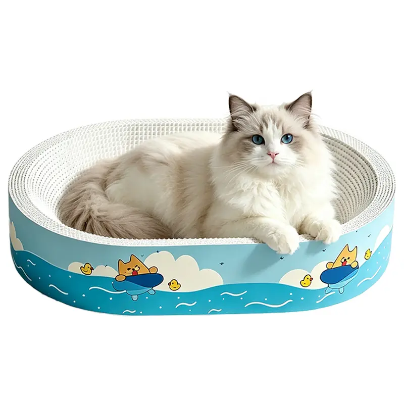 2 in 1 Cat Scratching Durable Oval Cat Scratcher Bed Bowl for Indoor Kittens with Corrugated Cardboard Scratch Pad and Furniture Protector for Sofas Extra Large Cat Scratching Board For cats of all sizes Pet Supplies Cat House Cat Scratching Pad