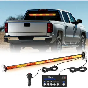 Nilight 144LED Traffic Advisor Strobe Light Bar with Controller Amber Red Lights Hazard Interior Front/Rear Windshield Flashing Light for Cars Plow Trucks Construction Vehicles