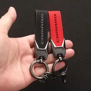 High Grade Suede Leather Car Keychain Key Rings with camaro 3D logo For Chevrolet camaro 2010 2014 2016 2018 2019 Car