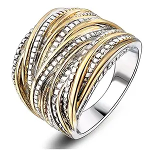 Vintage Two-Tone Twisted Texture Ring for Men & Women | Unisex Retro Statement Band