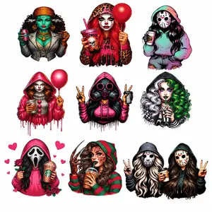 Killer Girl Gangsheet DTF Heat Transfers, Halloween Horror DIY Decorations for Specialty DIY Supplies Projects