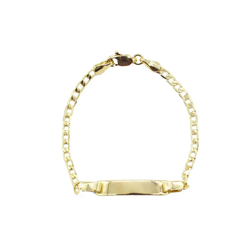 High Quality 18 Karat Layered Real Gold Filled Cuban ID Bracelet - 6in Unisex Gold Jewelry Bracelet, Casual Daily Wear Fashion Accessory, Gold Jewelry Bracelets