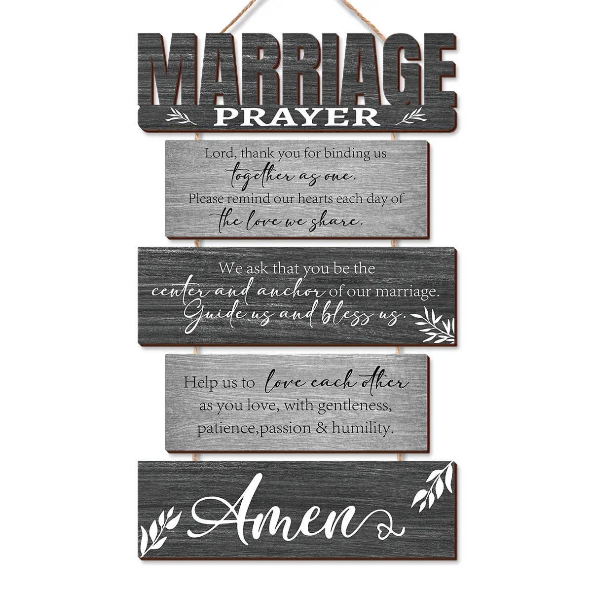 1-Set Rustic Wooden Marriage Prayer Sign - Easy Hanging No-Installation Wall Decor, Inspirational Home Decor, Marriage Prayer Message Adds Devotion, Bathroom Vow Touch, Bedroom Vow Reminder