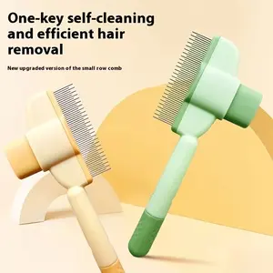 Self-Cleaning Pet Comb for Cats Dogs Rabbits, Dense Teeth Tick Brush, Ergonomic Handle, Detachable Hair Cleaner, Easy Grip Design